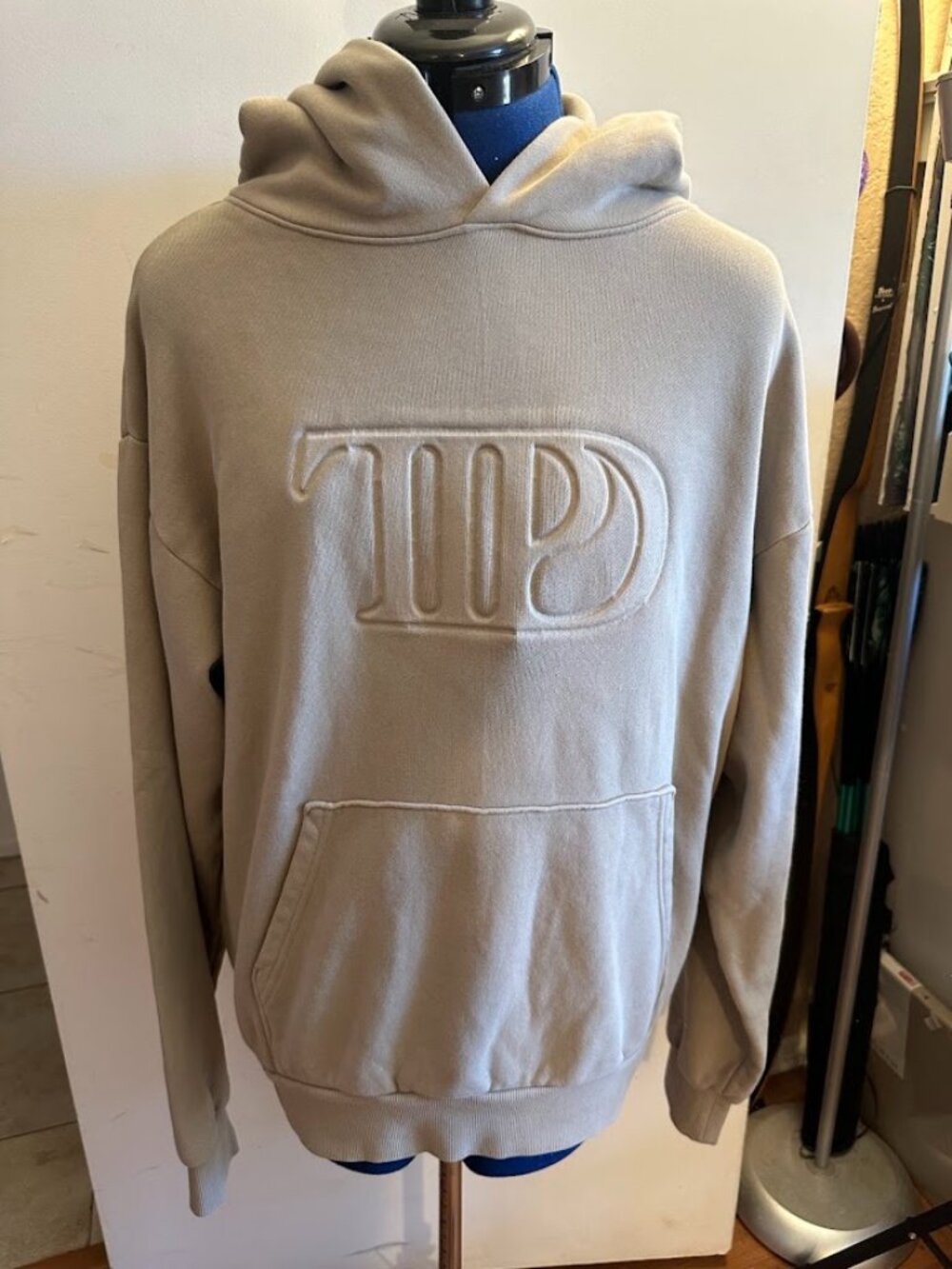 Taylor Swift Tortured Poets Department Hoodie Logo Beige Size Medium